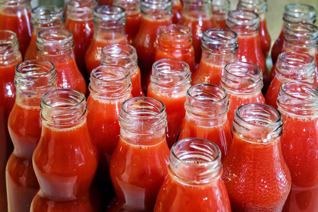 Bottles of tomato juice